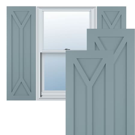 True Fit PVC San Carlos Mission Style Fixed Mount Shutters, Peaceful Blue, 15W X 74H